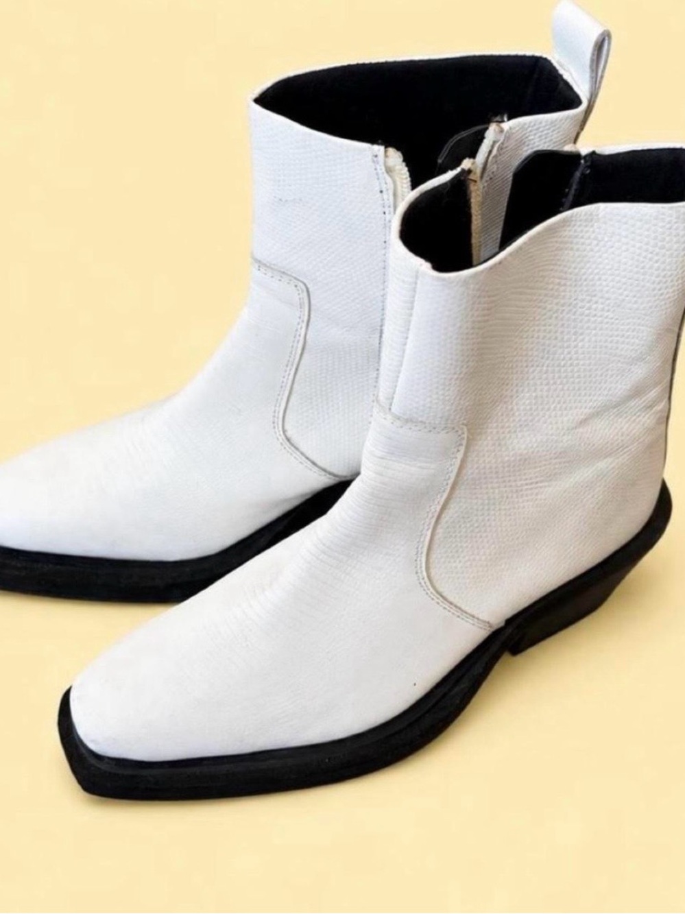 Topshop White Western-Inspired Ankle Boots